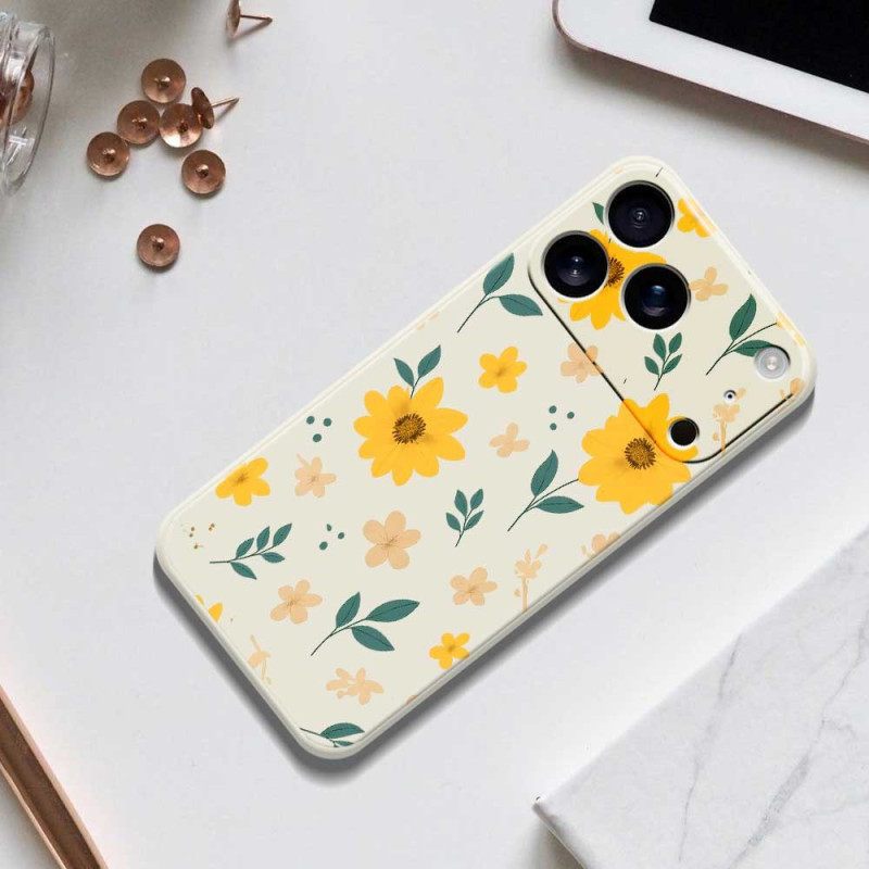 Κάλυμμα iPhone 17 Pro Μαργαρίτες Από Υγρή Σιλικόνη