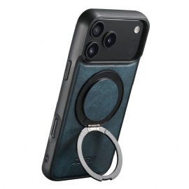 Κάλυμμα iPhone 17 Pro Συμβατό Με Magsafe Εφέ Κερωμένου Δέρματος Με Περιστρεφόμενη Βάση Σιλικόνης