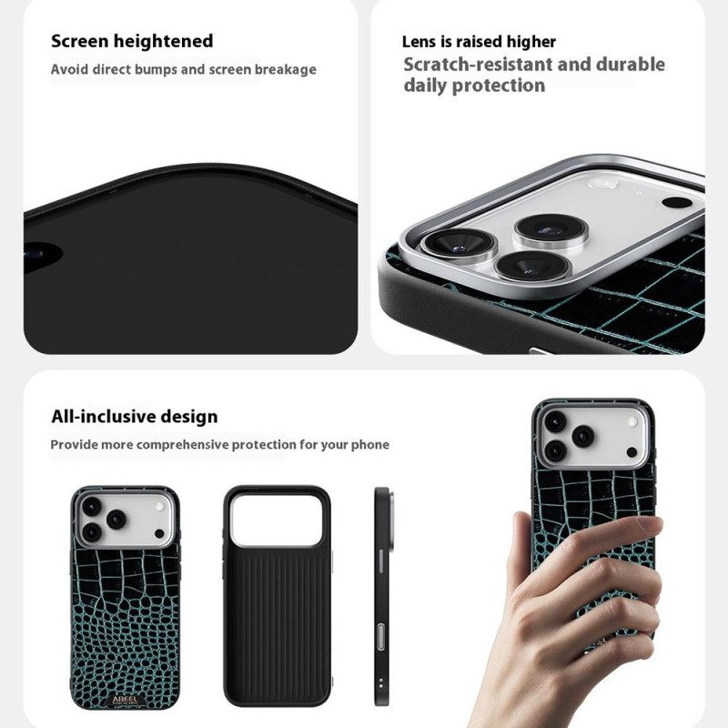 Κάλυμμα iPhone 17 Pro Συμβατό Με Magsafe Εφέ Κροκόδειλου Abeel Σιλικόνης