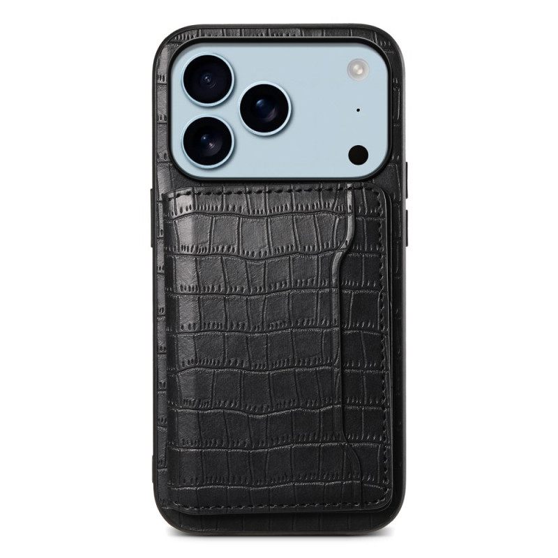 Κάλυμμα iPhone 17 Pro Θήκη Καρτών Με Εφέ Κροκόδειλου