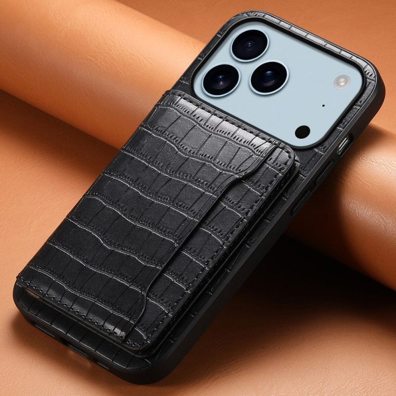 Κάλυμμα iPhone 17 Pro Θήκη Καρτών Με Εφέ Κροκόδειλου