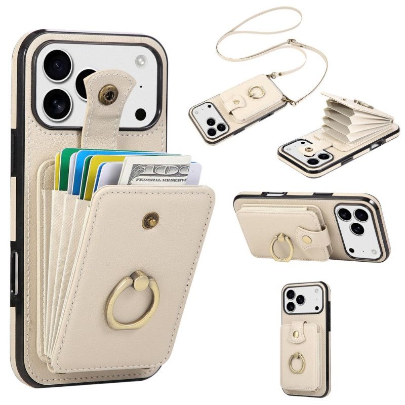 Κάλυμμα iPhone 17 Pro Θήκη Πολλαπλών Καρτών Και Λουράκι Ώμου