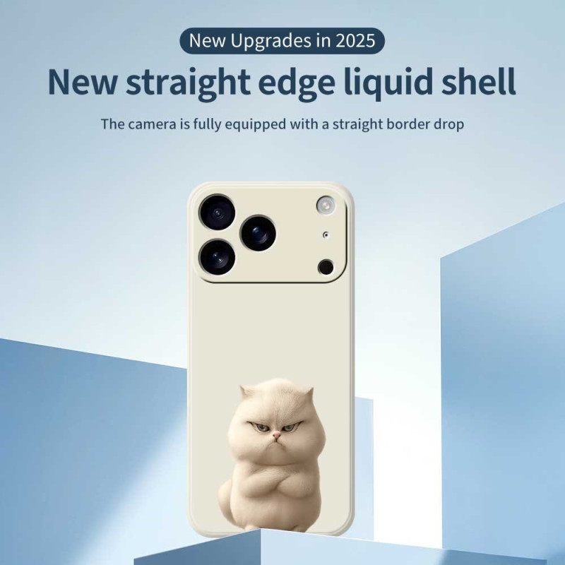 Κάλυμμα iPhone 17 Pro Υγρή Σιλικόνη Με Θυμωμένη Γάτα