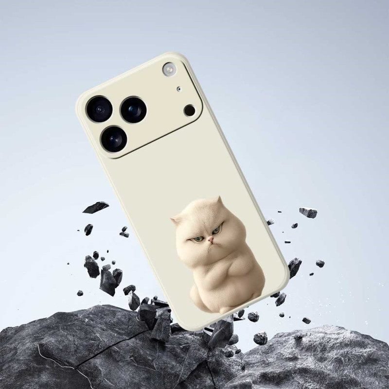 Κάλυμμα iPhone 17 Pro Υγρή Σιλικόνη Με Θυμωμένη Γάτα