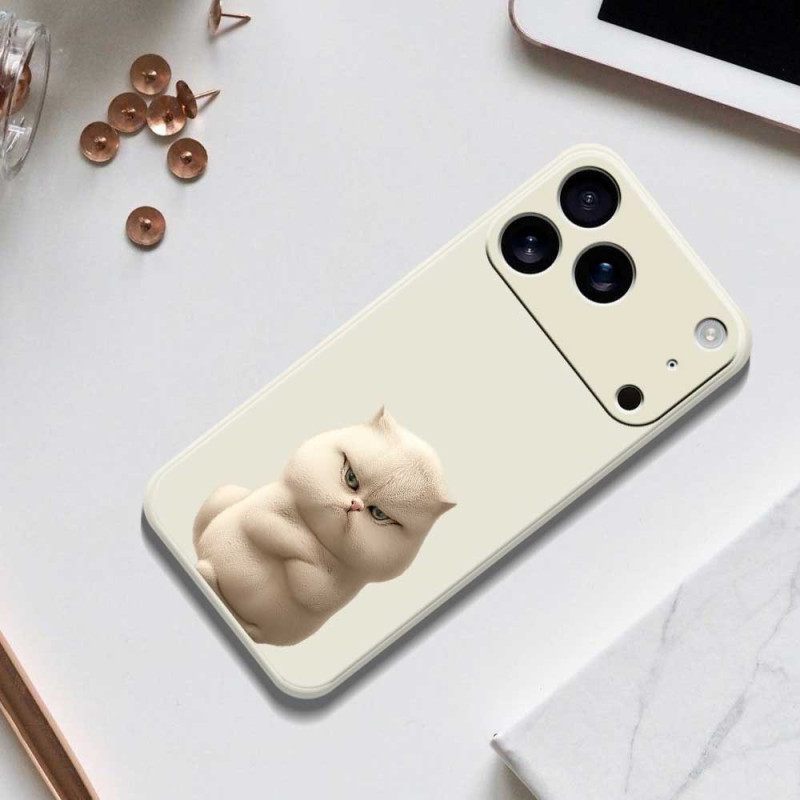 Κάλυμμα iPhone 17 Pro Υγρή Σιλικόνη Με Θυμωμένη Γάτα