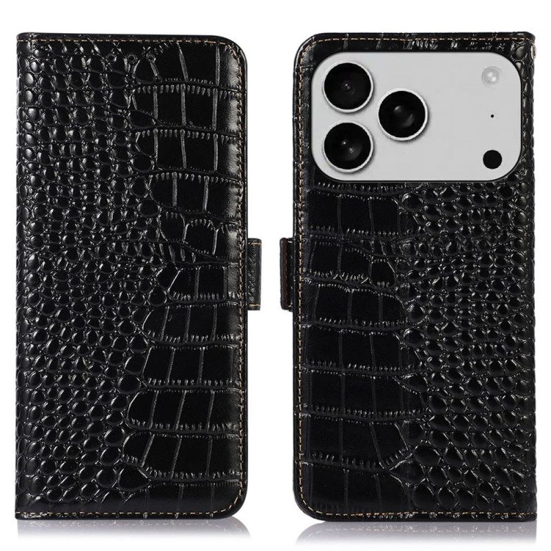 Θηκη Κινητου iPhone 17 Pro Θήκες Κινητών Δέρμα Με Ανάγλυφο Δέρμα Κροκόδειλου
