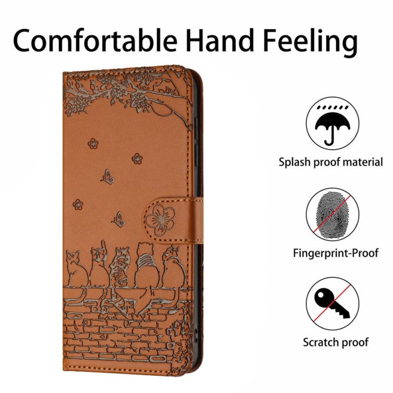 Δερματινη Θηκη Xiaomi Redmi Note 14 Pro 4g Cat Gang Με Λουράκι