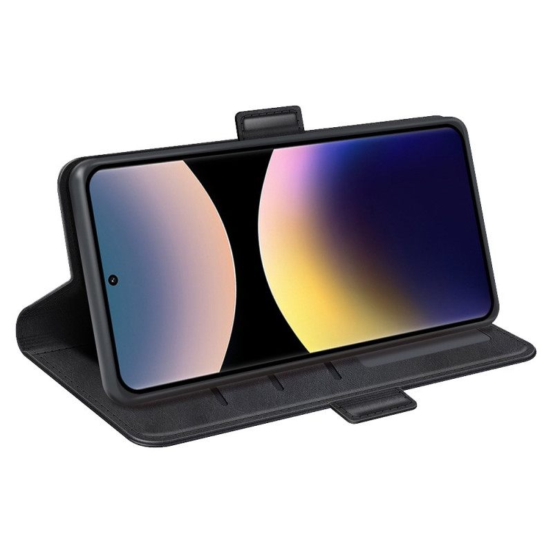 Δερματινη Θηκη Xiaomi Redmi Note 14 Pro 4g Διπλό Κούμπωμα Σιλικόνης