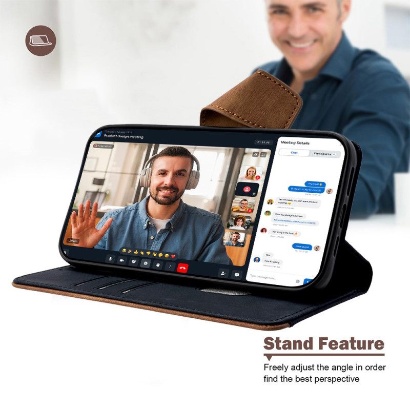 Δερματινη Θηκη Xiaomi Redmi Note 14 Pro 4g Δίχρωμο Εφέ Σουέτ Με Προστασία Rfid