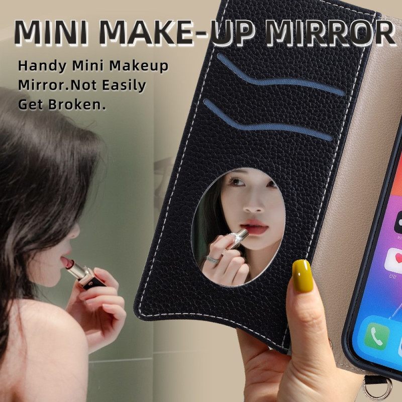 Δερματινη Θηκη Xiaomi Redmi Note 14 Pro 4g Δίχρωμο Πορτοφόλι Με Αλυσίδα Σιλικόνης