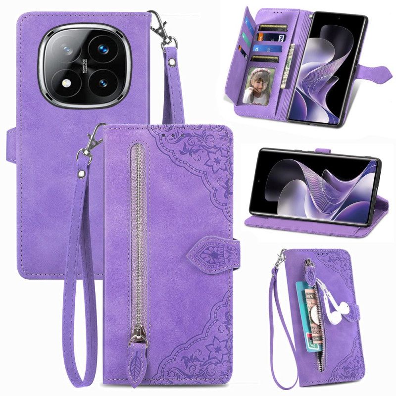 Δερματινη Θηκη Xiaomi Redmi Note 14 Pro 4g Εφέ Δαντέλας Από Σουέτ