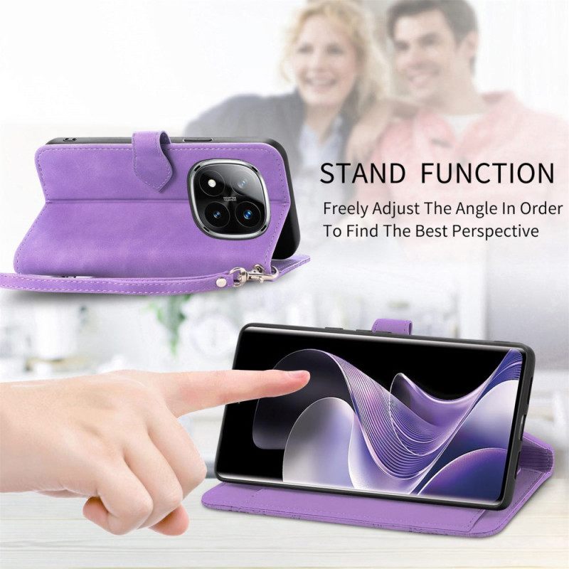 Δερματινη Θηκη Xiaomi Redmi Note 14 Pro 4g Εφέ Δαντέλας Από Σουέτ