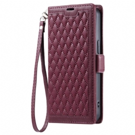 Δερματινη Θηκη Xiaomi Redmi Note 14 Pro 4g Καπιτονέ Με Λουράκι Σιλικόνης