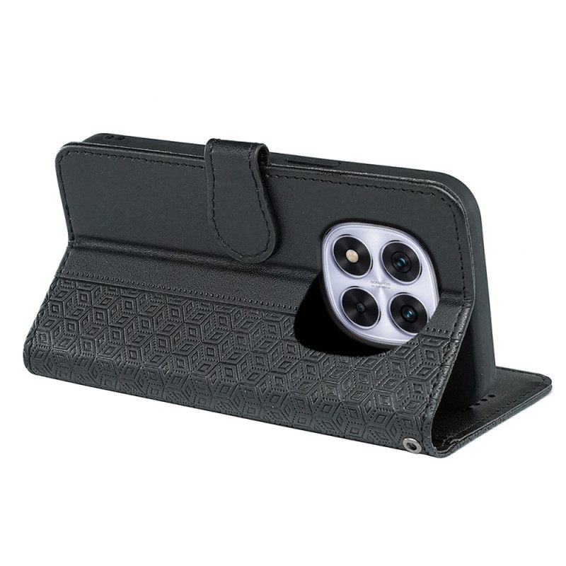 Δερματινη Θηκη Xiaomi Redmi Note 14 Pro 4g Κύβοι Με Περίγραμμα Και Τιράντες Σιλικόνης