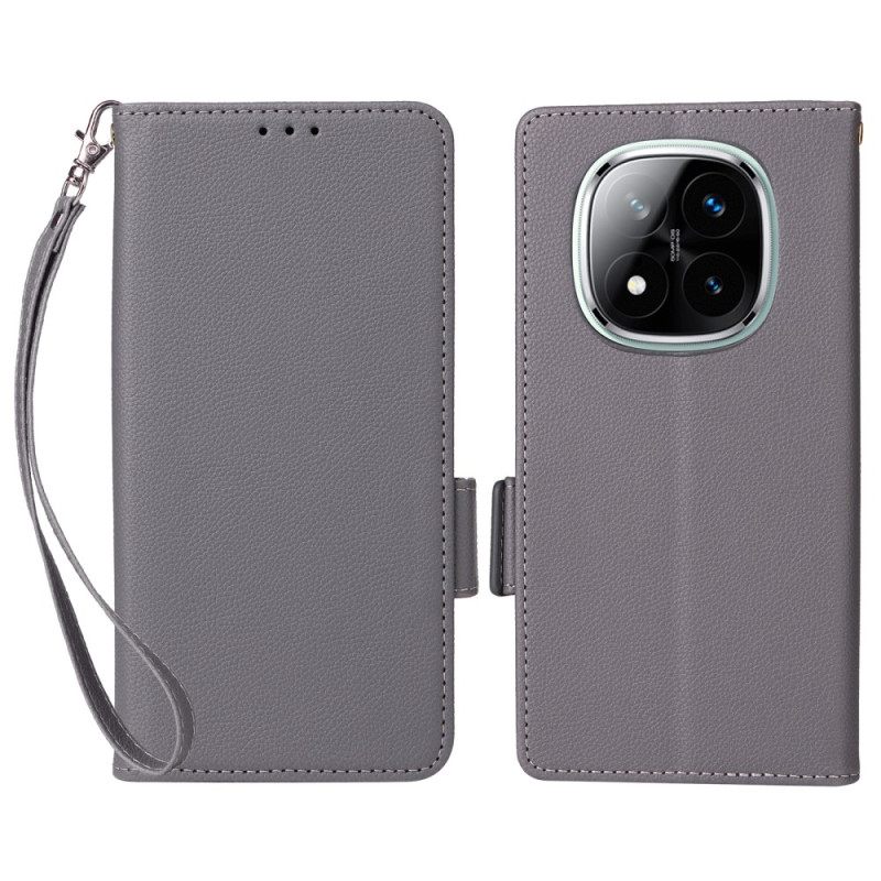 Δερματινη Θηκη Xiaomi Redmi Note 14 Pro 4g Λουράκι Από Τεχνητό Δέρμα Λίτσι Σιλικόνης