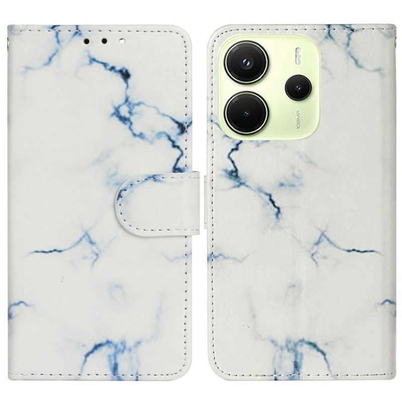 Δερματινη Θηκη Xiaomi Redmi Note 14 Pro 4g Μοτίβο Από Λευκό Μάρμαρο