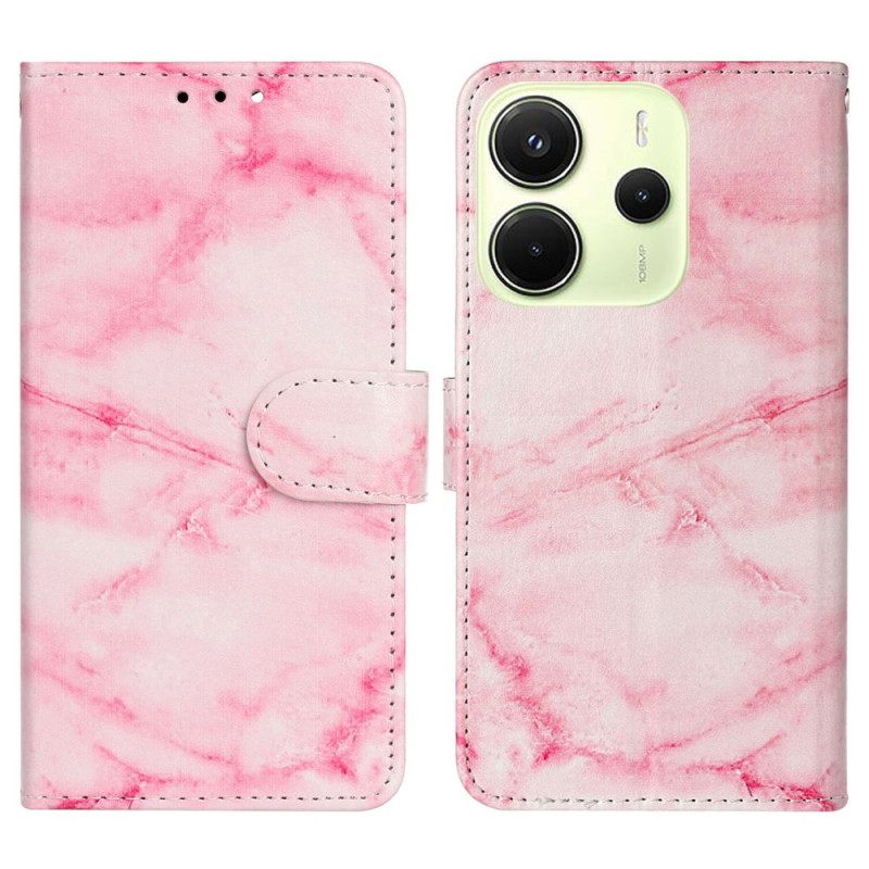 Δερματινη Θηκη Xiaomi Redmi Note 14 Pro 4g Μοτίβο Από Ροζ Μάρμαρο