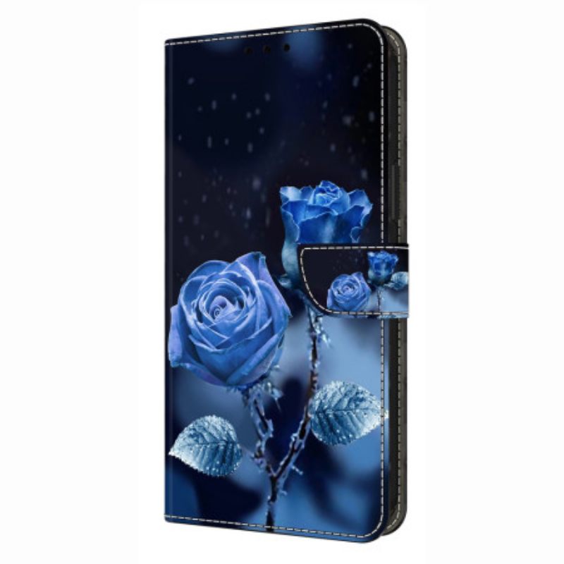 Δερματινη Θηκη Xiaomi Redmi Note 14 Pro 4g Μπλε Τριαντάφυλλα