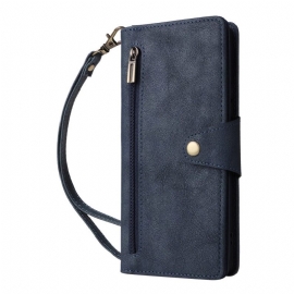 Δερματινη Θηκη Xiaomi Redmi Note 14 Pro 4g Πορτοφόλι Με Φερμουάρ Και Λουράκι