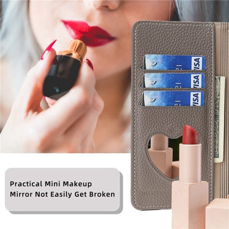 Δερματινη Θηκη Xiaomi Redmi Note 14 Pro 4g Πορτοφόλι Με Καθρέφτη Και Αλυσίδα