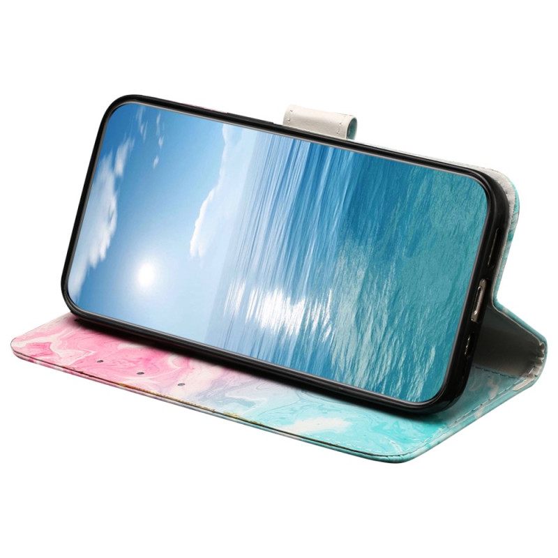 Δερματινη Θηκη Xiaomi Redmi Note 14 Pro 4g Ροζ Και Πράσινο Μάρμαρο