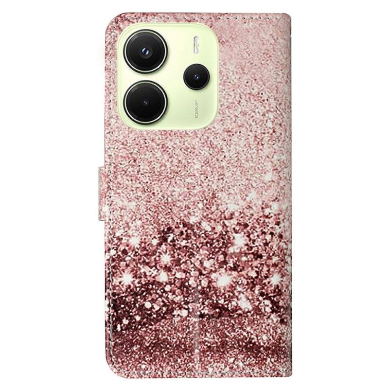 Δερματινη Θηκη Xiaomi Redmi Note 14 Pro 4g Ροζ Χρυσό Μάρμαρο