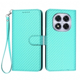 Δερματινη Θηκη Xiaomi Redmi Note 14 Pro 4g Υφή Από Ανθρακονήματα Με Λουράκι