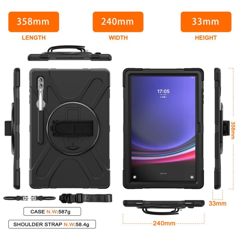 Κάλυμμα Samsung Galaxy Tab S10 Ultra Θήκες Κινητών Τριπλός Ιμάντας Προστασίας Και Βάση