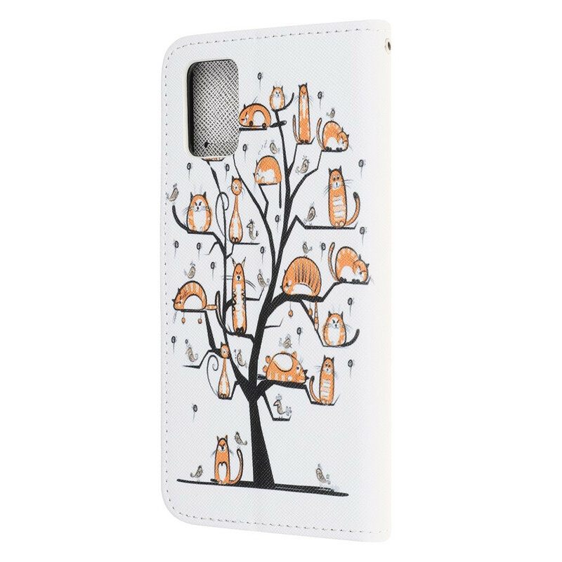 δερματινη θηκη Samsung Galaxy A52 4G / A52 5G / A52s 5G με κορδονι Funky Cats Με Λουράκι