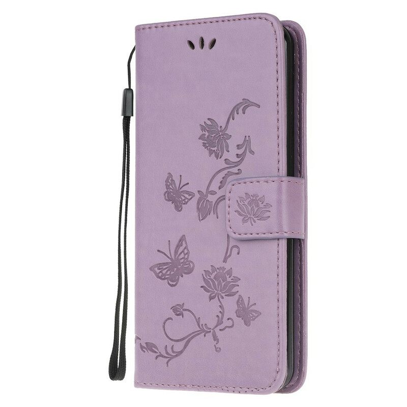 Κάλυμμα Samsung Galaxy A52 4G / A52 5G / A52s 5G με κορδονι Πεταλούδες Και Λουλούδια Strappy