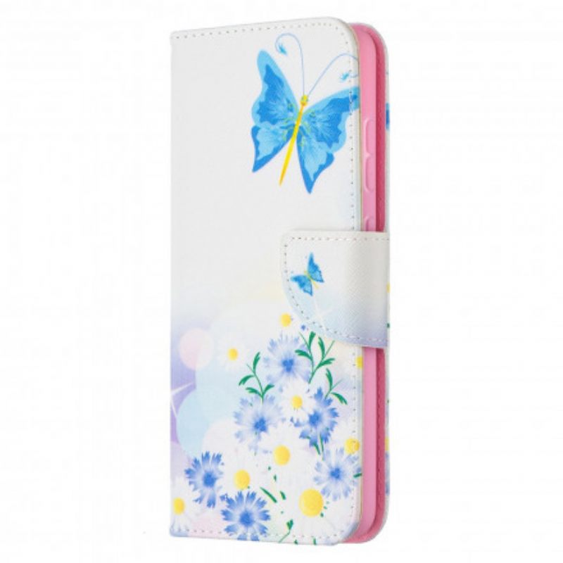 Θήκη Flip Samsung Galaxy A52 4G / A52 5G / A52s 5G Ζωγραφισμένες Πεταλούδες Και Λουλούδια