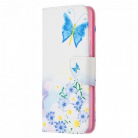 Θήκη Flip Samsung Galaxy A52 4G / A52 5G / A52s 5G Ζωγραφισμένες Πεταλούδες Και Λουλούδια