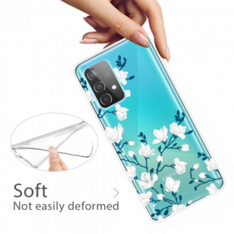 θηκη κινητου Samsung Galaxy A52 4G / A52 5G / A52s 5G Λευκά Λουλούδια
