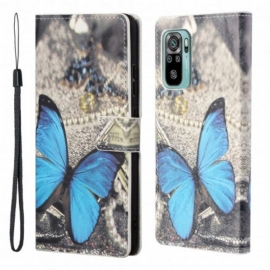 Κάλυμμα Xiaomi Redmi 10 με κορδονι Blue Strappy Butterfly