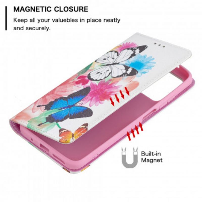 θηκη κινητου Xiaomi Redmi 10 Θήκη Flip Χρωματιστές Πεταλούδες