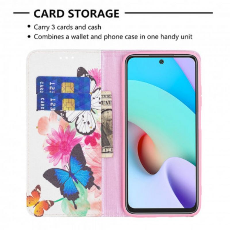 θηκη κινητου Xiaomi Redmi 10 Θήκη Flip Χρωματιστές Πεταλούδες