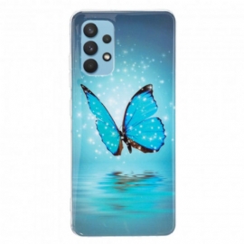 Θήκη Samsung Galaxy A32 4G Φθορίζουσα Μπλε Πεταλούδα