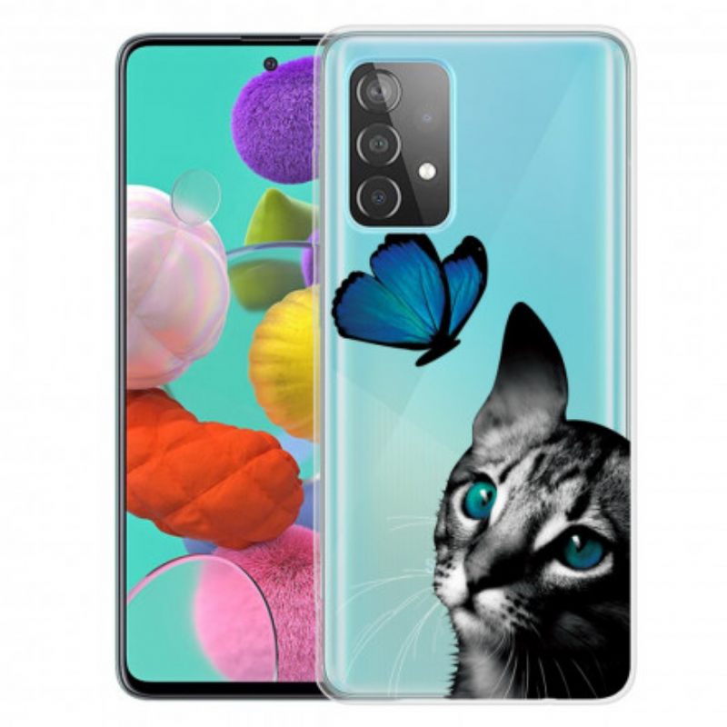 Θήκη Samsung Galaxy A32 4G Γάτα Και Πεταλούδα