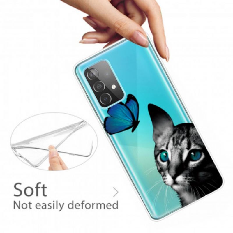 Θήκη Samsung Galaxy A32 4G Γάτα Και Πεταλούδα