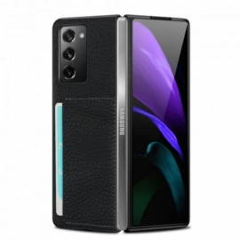 Θήκη Samsung Galaxy Z Fold 2 Γνήσιο Δέρμα Litchi Με Θήκη Για Κάρτες