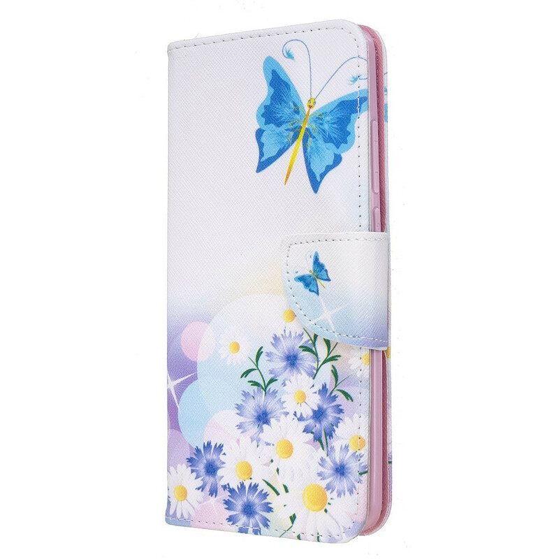 δερματινη θηκη Xiaomi Redmi 8 Ζωγραφισμένες Πεταλούδες Και Λουλούδια