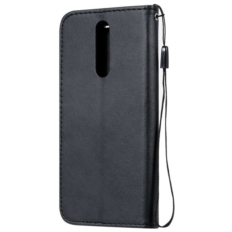 Κάλυμμα Xiaomi Redmi 8 με κορδονι Λουράκι Καθαρού Χρώματος Με Εφέ Δέρματος