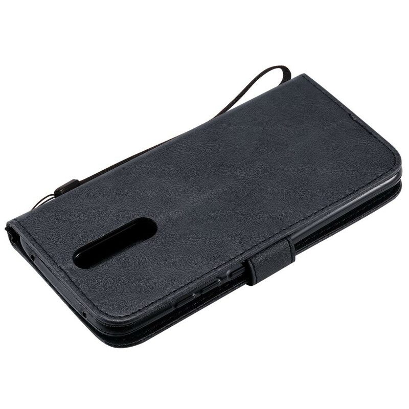 Κάλυμμα Xiaomi Redmi 8 με κορδονι Λουράκι Καθαρού Χρώματος Με Εφέ Δέρματος