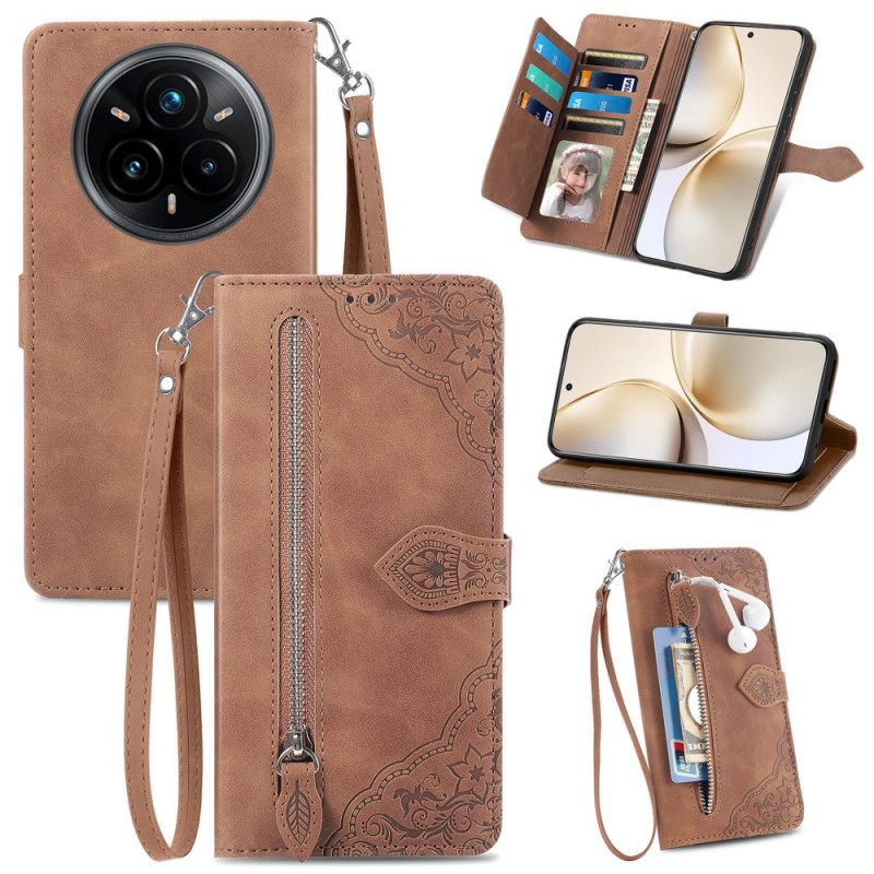 Δερματινη Θηκη Realme 14 Pro 5g Εφέ Δαντέλας Σε Εφέ Σουέτ Με Θήκη Και Λουρί