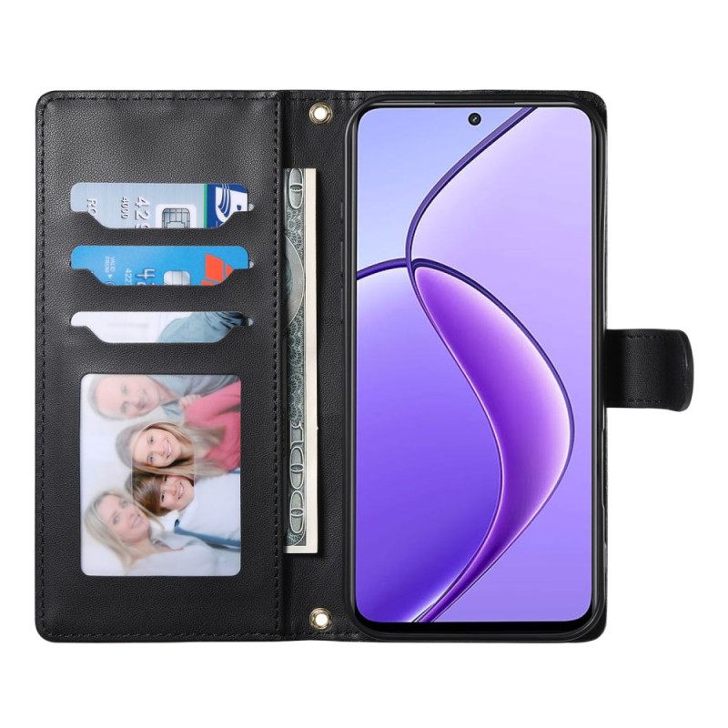 Δερματινη Θηκη Realme 14 Pro 5g Καπιτονέ Σχέδιο Με Λουράκι Και Λουράκι Ώμου Σιλικόνης