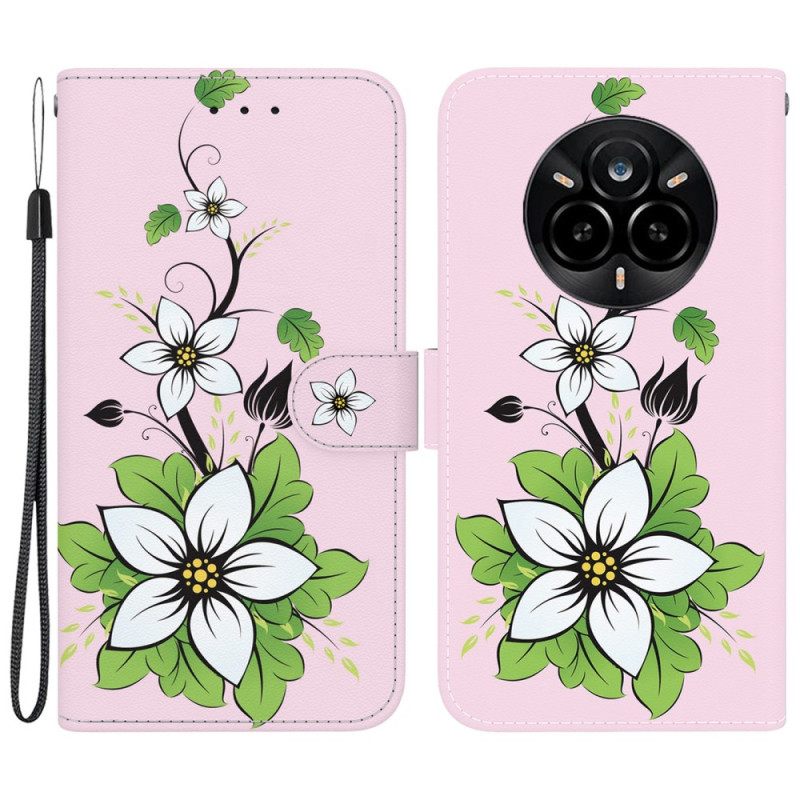 Δερματινη Θηκη Realme 14 Pro 5g Σχέδιο Κρίνων