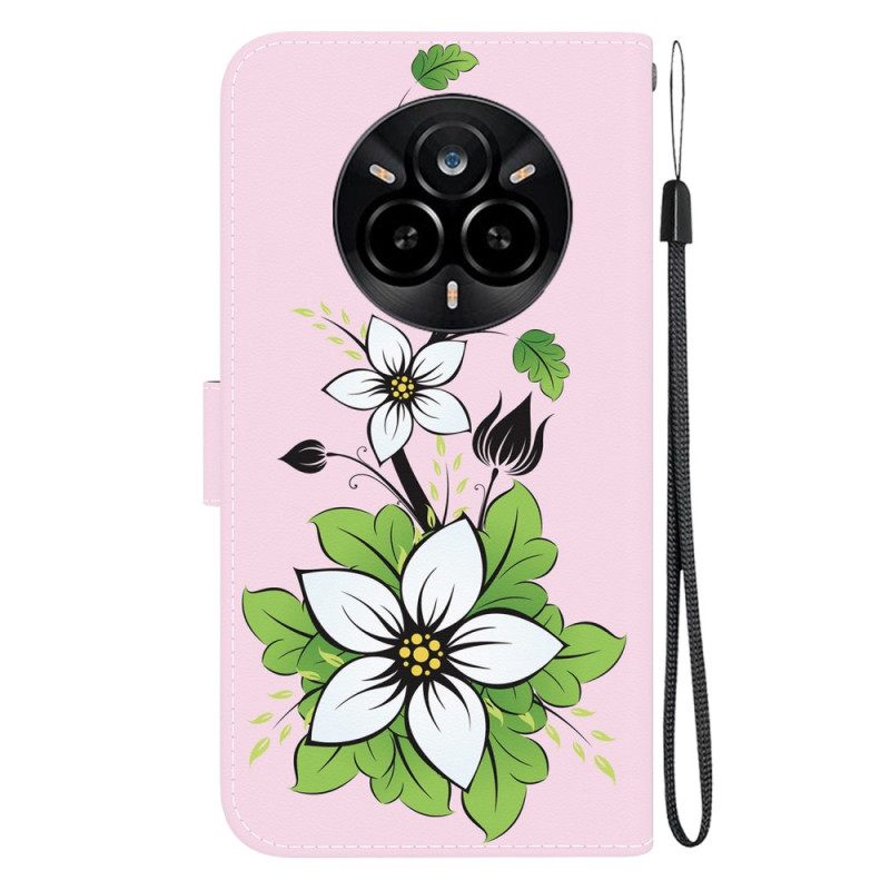 Δερματινη Θηκη Realme 14 Pro 5g Σχέδιο Κρίνων