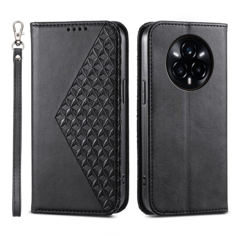 Δερματινη Θηκη Realme 14 Pro 5g Θήκες Κινητών Σχέδιο Με Υφή Και Λουράκι Με Κούμπωμα Αστακού