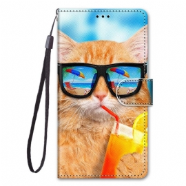 δερματινη θηκη Samsung Galaxy M52 5G Καλοκαιρινή Γάτα