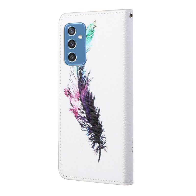δερματινη θηκη Samsung Galaxy M52 5G με κορδονι Φτερό Με Λουράκι